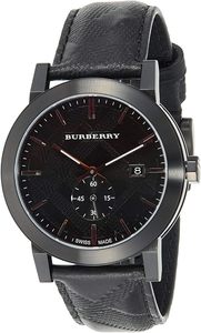 Burberry Mens Watches: Burberry City Black Leather Strap Men's Watch BU9906