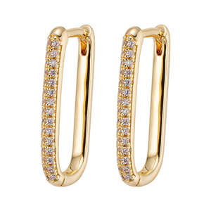 Big Daddy Oval Loop Gold Iced Out Earring