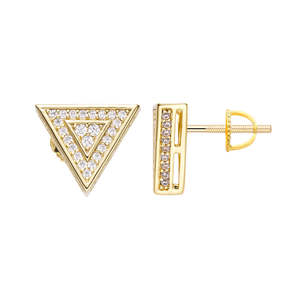 Big Daddy Earrings: Big Daddy Triangle Stud Iced Out Diamond Earring