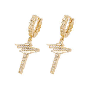 Big Daddy Earrings: Big Daddy Dangle Hoop Iced Out Earring