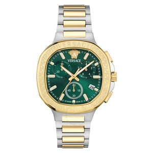 Versace V-Chrono Square Chronograph Quartz Green Dial Watch VEVCA0624