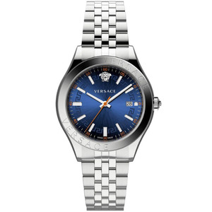 Versace Hellenyium Silver Blue DIal Men's Watch VEVK00921