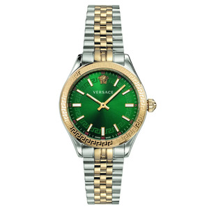Versace: Versace Hellenyium Quartz Green Dial Two Tone Steel Strap Women's Watch - VEHU00420