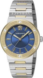 Versace Womens Watches: Versace Greca Silver Two-Tone Blue Dial Women's Watch VEVH01120