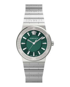 Versace Womens Watches: Versace Greca Silver Green Dial Women's Watch VEVH00920