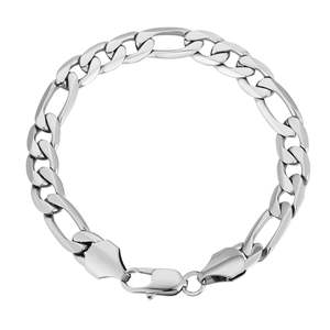 Big Daddy Womens Bracelets: Big Daddy 9mm Steel Figaro Silver Bracelet