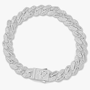 Big Daddy Womens Bracelets: Big Daddy 10MM Baguette Iced Out Silver Bracelet