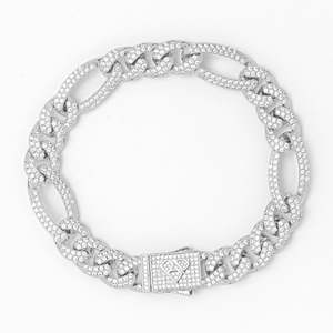 Big Daddy Womens Bracelets: Big Daddy 12MM Hip Hop Iced Figaro Silver Bracelet