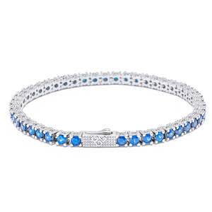 Big Daddy Womens Bracelets: Big Daddy 4MM Silver Blue Tennis Iced Out Bracelet