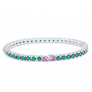 Big Daddy Womens Bracelets: Big Daddy 4MM Silver Green Tennis Iced Out Bracelet