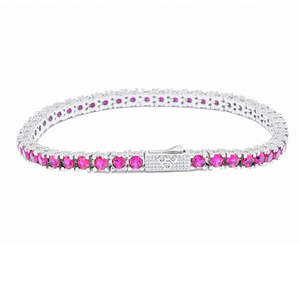 Big Daddy 4MM Silver Ruby Tennis Iced Out Bracelet