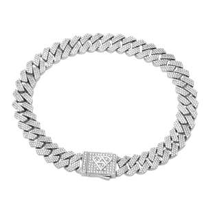 Big Daddy Womens Bracelets: Big Daddy 10MM Cuban Diamond Prong Silver Bracelet