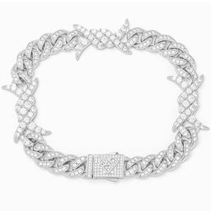 Big Daddy Womens Bracelets: Big Daddy 10MM Spiked Horns Iced Out Silver Bracelet