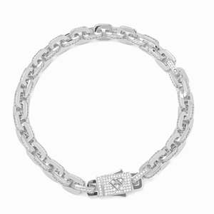 Big Daddy Womens Bracelets: Big Daddy 10MM Anchor Mariner Bullet Diamond & Silver Link Iced Out Bracelet
