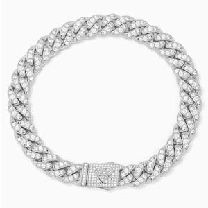Big Daddy 10MM Iced Out Cuban Link Silver Bracelet