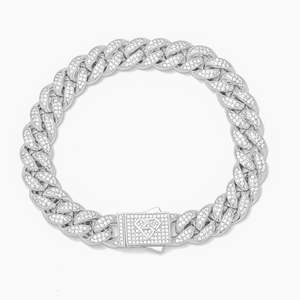 Big Daddy 10MM Iced Out Miami Cuban Link Silver Bracelet