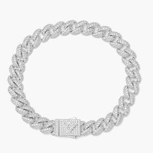 Big Daddy Womens Bracelets: Big Daddy 9MM Diamond Curb Silver Iced Out Bracelet