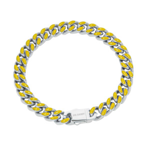 Big Daddy Enamel: Big Daddy 9MM Enamel Yellow Steel Cuban Bracelet