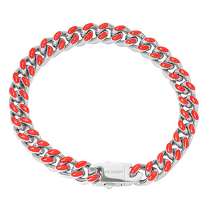 Big Daddy Enamel: Big Daddy 9MM Enamel Red Steel Cuban Bracelet