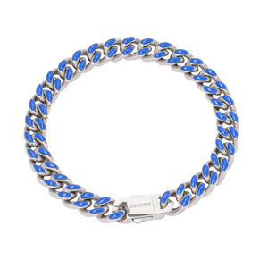 Big Daddy Enamel: Big Daddy 9MM Enamel Blue Steel Cuban Bracelet