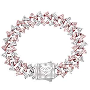 Big Daddy 18MM Solid Two-Tone Spiked Iced Out Diamond Bracelet