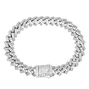 Big Daddy 12MM Cuban Baguette Diamond Silver Iced Out Bracelet