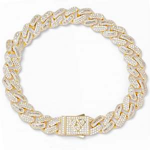 Big Daddy 10MM Mix Baguette & Diamond Gold Iced Out Bracelet