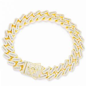 Big Daddy 12MM Baguette Iced Out Rhombus Cuban Gold Bracelet