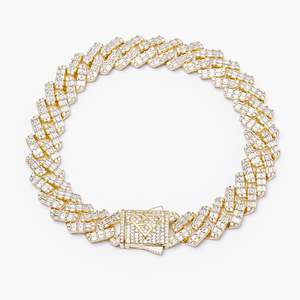 Big Daddy 12MM Gold Baguette Diamond Cuban Iced Out Bracelet