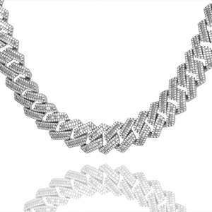 Big Daddy Baguette: Big Daddy 16MM Baguette Iced Out Cuban Link Silver Chain
