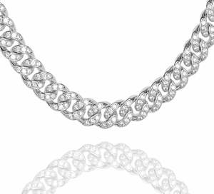 Big Daddy Chains: Big Daddy 12MM Bling Cuban Link Silver Iced Out Chain