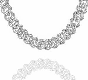 Big Daddy Chains: Big Daddy 12MM Full Iced Out Cuban Silver Chain