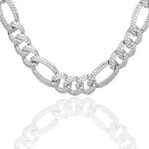 Big Daddy Chains: Big Daddy 12MM Hip Hop Iced Figaro Silver Chain