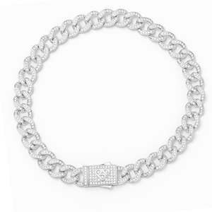 Big Daddy 8MM Iced Curb Cuban Silver Bracelet