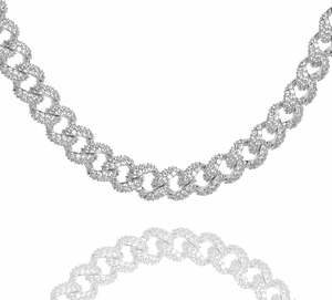 Big Daddy 9MM Diamond Curb Cuban Silver Iced Out Chain