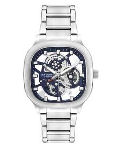 Lee Cooper: Lee Cooper Contemporary Square Case Blue Dual Silver Watch - LC07974.390
