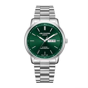 Lee Cooper: Lee Cooper Urian Day Date Window Green Dial Silver Watch - LC08236.370