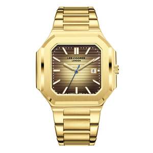 Lee Cooper: Lee Cooper Maxime Square Case Brown Dial Gold Watch - LC08269.140