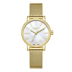 Lee Cooper Louna White MOP Dial Gold Mesh Watch - LC08292.120