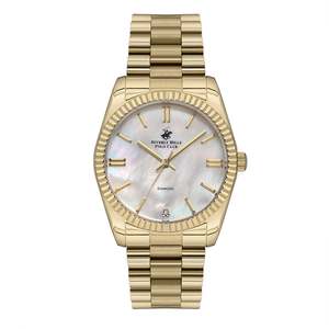 Beverly Hills Womens Watches: Beverly Hills Polo Club All Gold Mother Pearl Diamond Watch BP3172C.121