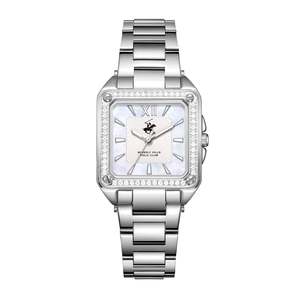 Beverly Hills Polo Club All Silver Diamond Square Watch BP3671C.320