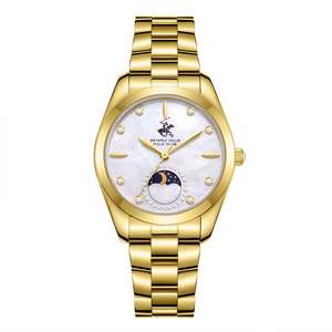 Beverly Hills Polo Club Moonphase Mother Pearl Gold Diamond Watch BP3833X.120