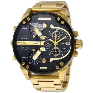 Diesel Mr. Daddy 2.0 Black Dial Gold Chronograph Men's Watch DZ7333 (Secondhand)