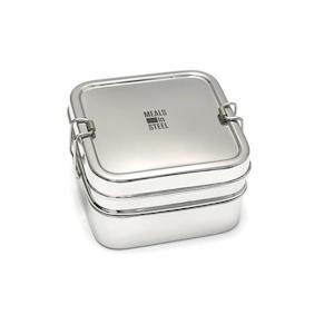 ECO Lunchware: Meals in Steel Double Layer Square 13 x 13cm - Stainless Steel