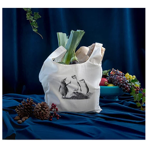 Bags & Storage: Wild Grey Fox Organic Cotton Grocery Bag - Penguin