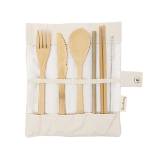 Bamboo Straws – Eco Friendly Water Bottles & LunchWare: Honeywrap Everyday Eats Reusable Cutlery - Cream