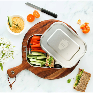ECO Lunchware: Munch Brushed Stainless Steel Lunch Box - 2 Compartment