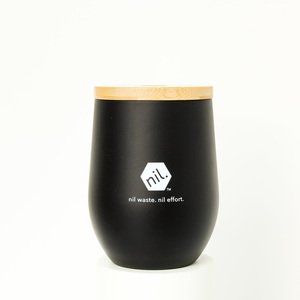 Cups & Tumblers: nil Coffee Cup 340ml - Black with two lids - Stainless Steel
