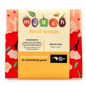 Food Wraps – Eco Friendly Water Bottles & LunchWare: Munch VEGAN Food Wrap - Medium Twin Pk (Red Floral)