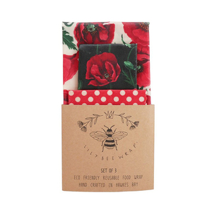 ECO Lunchware: LilyBee Wrap Set of 3 - Ruby Red